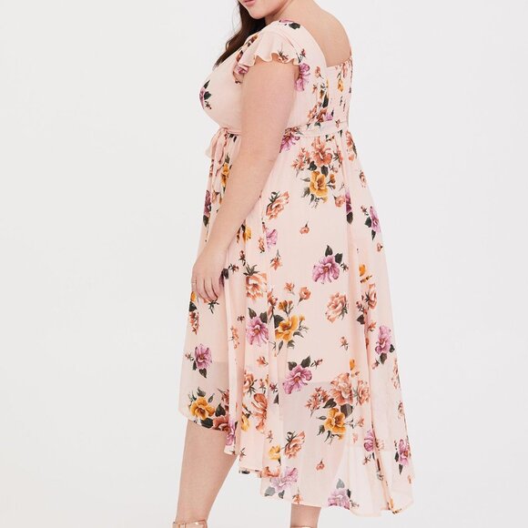 NWT Torrid Size 4X - Blush Pink Floral Chiffon Hi-Lo Dress - Picture 3 of 8